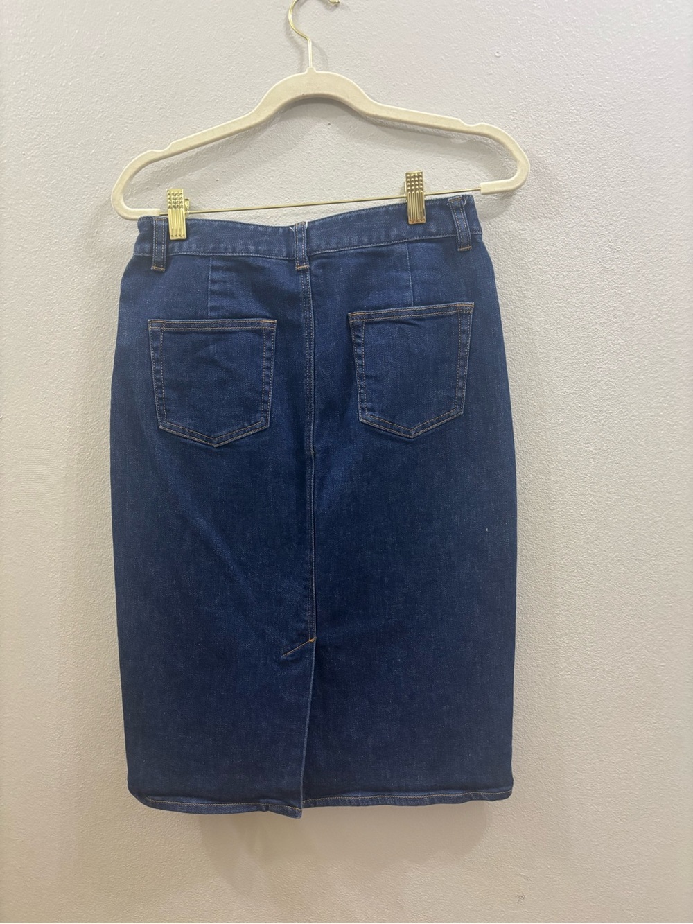 J crew Mid-Length Blue Denim Skirt with Front Seam - Picture 4 of 4